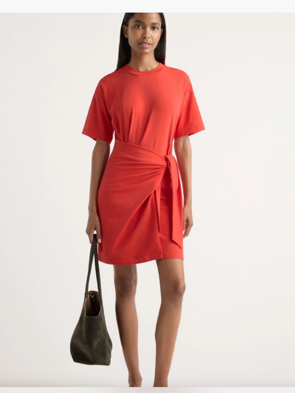 Modern Citizen Fallon Organic Cotton T-Shirt Wrap Dress | Coral